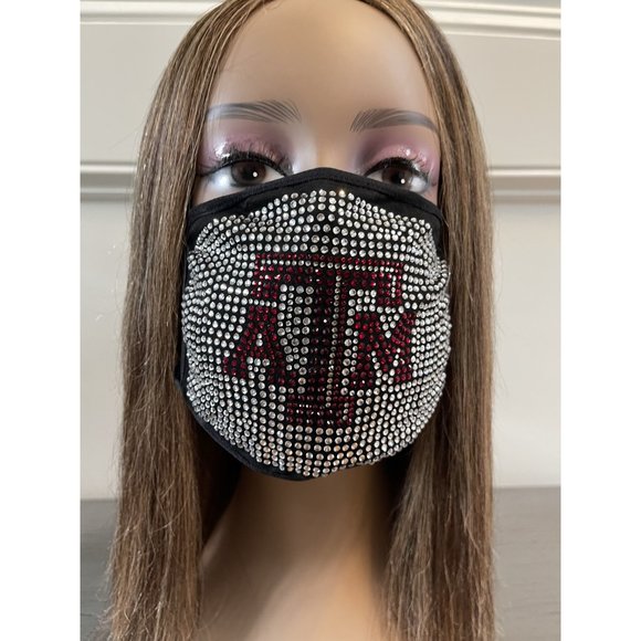 Texas A & M University Aggies Bling Rhinestone Face Mask - Picture 15 of 16